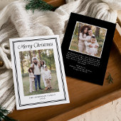 Classic Black Double Border Frame 2 Photo Feestdagenkaart