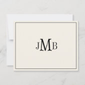 Classic Black & Ecru Monogrammed flat Bedankkaart (Voorkant)