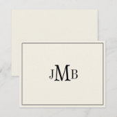 Classic Black & Ecru Monogrammed flat Bedankkaart (Voorkant / Achterkant)