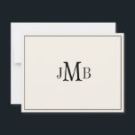 Classic Black & Ecru Monogrammed flat Bedankkaart<br><div class="desc">Classic,  elegant,  professional Bold letters monogrammed flat thank you card. perfect for business correspondence.  
These are Flat note cards. If you want Folded cards go to the bottom of the page where it says "Transfer this design" and select Folded thank you card.</div>