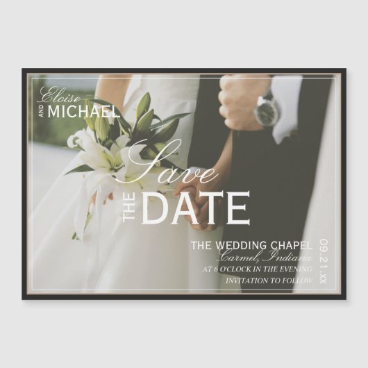 Classic Black Editorial Photo Save the Date (Voorkant)