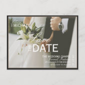 Classic Black Editorial Photo Save the Date Aankondigingskaart (Voorkant)