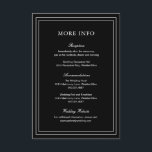 Classic Black Elegant Wedding Informatiekaartje<br><div class="desc">Een klassieke zwarte trouwbehuizing met een eenvoudig en minimaal design met uw details omringd door een dubbele rand. De doopvonten afwisselen tussen en elegant manuscript,  een traditionele serif en minimaliseert serif doopvonten. Deze kaart is geweldig voor een officiële bruiloft.</div>