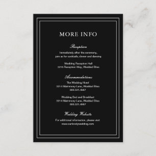 Classic Black Elegant Wedding Informatiekaartje