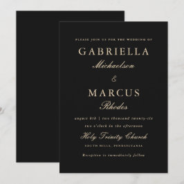 Classic Black Elegant Wedding Kaart
