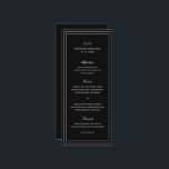 Classic Black Elegant Wedding Menu<br><div class="desc">Het klassieke zwarte trouwmenu met een eenvoudig en minimaal design met uw monogram,  namen en trouwdatum bovenaan,  samen met uw menu dat is omgeven door een dubbele rand. De doopvonten afwisselen tussen en elegant manuscript,  een traditionele serif en minimaliseert serif doopvonten. Dit menu is geweldig voor een officiële bruiloft.</div>