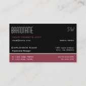 Classic Black en Burgundy Simple met Monogram Visitekaartje (Achterkant)