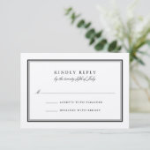 Classic Black en Cream Wedding RSVP-Kaart RSVP Kaartje (Staand voorkant)
