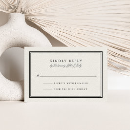 Classic Black en Cream Wedding RSVP-Kaart RSVP Kaartje