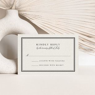 Classic Black en Cream Wedding RSVP-Kaart RSVP Kaartje