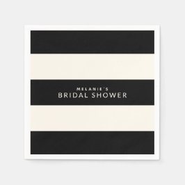 Classic Black en Ecru Stripes Vrijgezellenfeest Servet