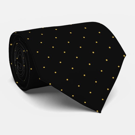 Classic Black en Gold Polka Punt Pattern Mannen Stropdas (Opgerold)