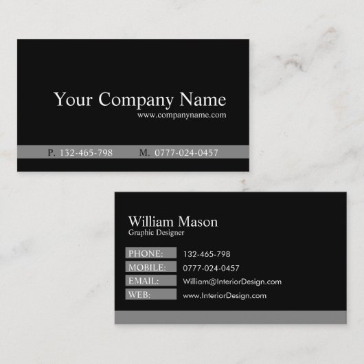 Classic Black en Grey Legal Visitekaartje (Voorkant / Achterkant)