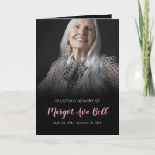 Classic Black en Pink Funeral Programme Kaart (Voorkant)
