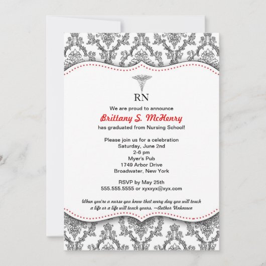 Classic Black en Red Nurse afstuderen pinning Kaart (Voorkant)
