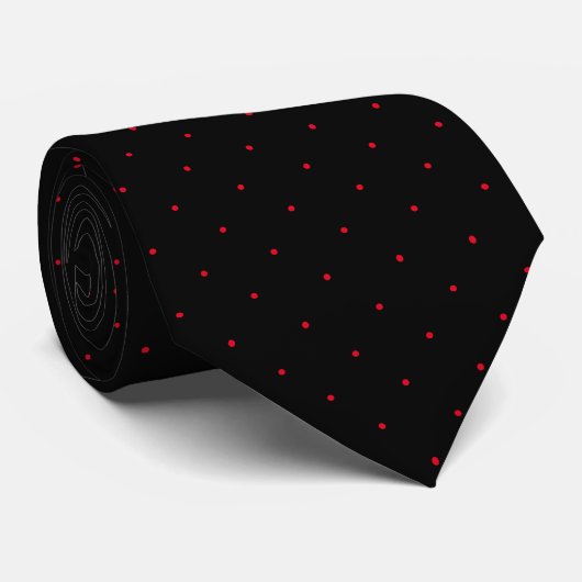 Classic Black en Red Polka Dot Stropdas voor hem (Opgerold)