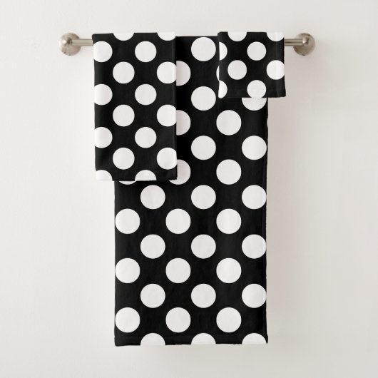 Classic Black en White Big Dot Pattern Bad Handdoek (Insitu)