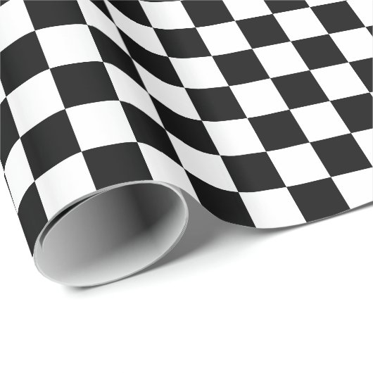 Classic Black en White Checkered Racing Flag Cadeaupapier (Rol Hoek)
