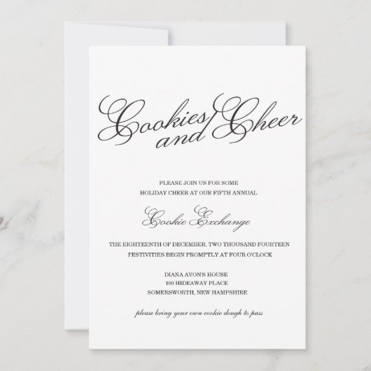 Classic Black en White Cookie Exchange nodigt uit Kaart (Voorkant)