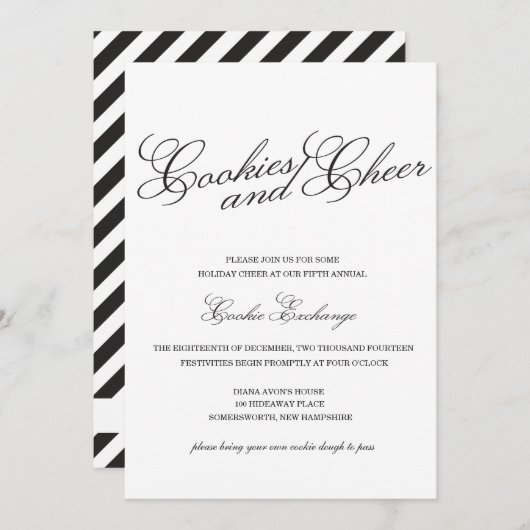 Classic Black en White Cookie Exchange nodigt uit Kaart (Voorkant / Achterkant)