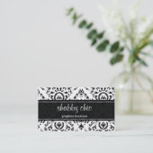 Classic Black en White Damask Visitekaartje (Staand voorkant)