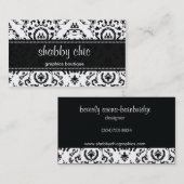 Classic Black en White Damask Visitekaartje (Voorkant / Achterkant)