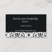 Classic Black en White Damask Visitekaartje (Achterkant)