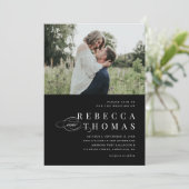 Classic Black en White Elegant Photo Wedding Kaart (Staand voorkant)