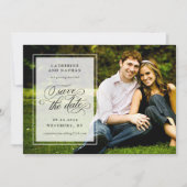 Classic Black en White Elegant Script Wedding Save The Date (Voorkant)
