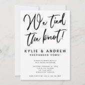Classic Black en White Elopement Reception Kaart (Voorkant)