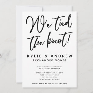 Classic Black en White Elopement Reception Kaart