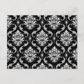 Classic Black en White Floral Damask Pattern Briefkaart (Voorkant)