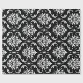 Classic Black en White Floral Damask Pattern Cadeaupapier (Vlak)
