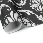 Classic Black en White Floral Damask Pattern Cadeaupapier (Rol Hoek)