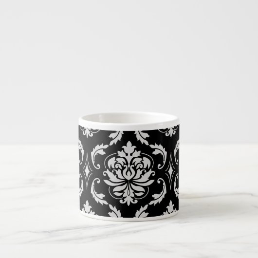 Classic Black en White Floral Damask Pattern Espresso Kop (Voorkant)