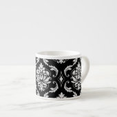 Classic Black en White Floral Damask Pattern Espresso Kop (Voorkant rechts)