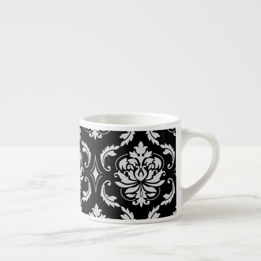 Classic Black en White Floral Damask Pattern Espresso Kop (Rechts)