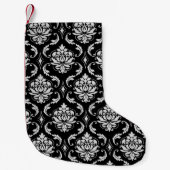 Classic Black en White Floral Damask Pattern Kleine Kerstsok (Voorkant)