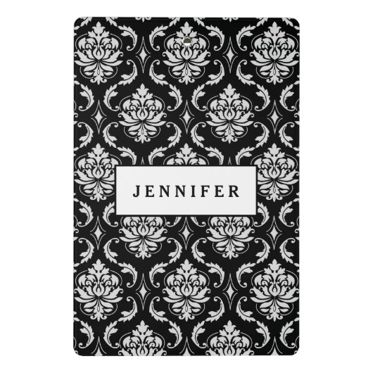 Classic Black en White Floral Damask Pattern Mini Klembord (Achterkant)