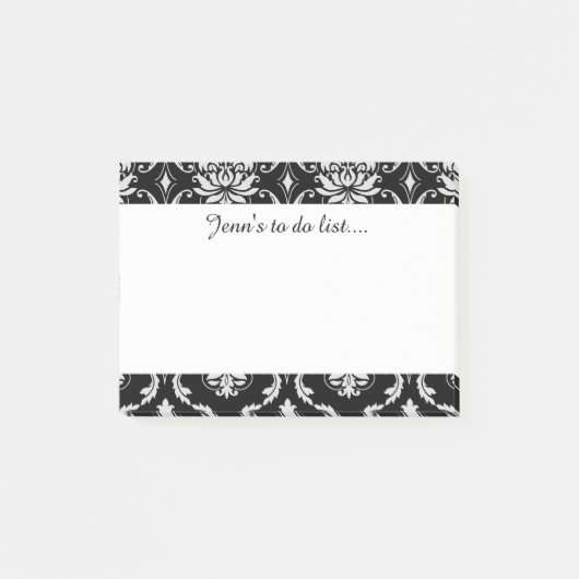 Classic Black en White Floral Damask Pattern Post-it® Notes (Voorkant)