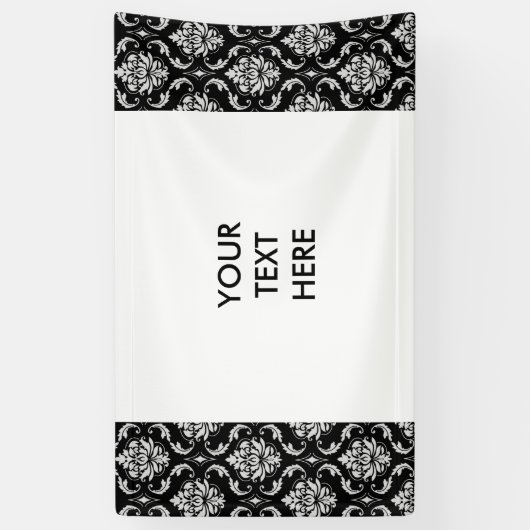 Classic Black en White Floral Damask Pattern Spandoek (Verticaal)