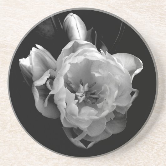 Classic Black en White Flower III Onderzetter (Voorkant)