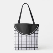 Classic Black en White Lattice Stripe Monogram Tote Bag (Achterkant)