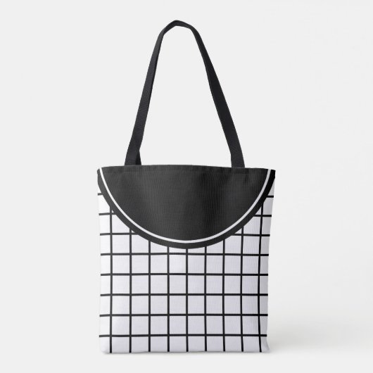 Classic Black en White Lattice Stripe Monogram Tote Bag (Achterkant)