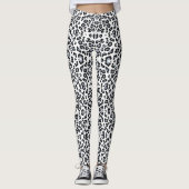 Classic Black en White Leopard Print Leggings (Voorkant)