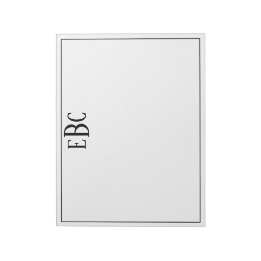 Classic Black en White Modern Monogram Notitieblok (Linkerzijde)