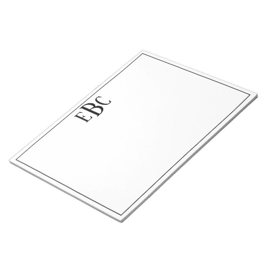 Classic Black en White Modern Monogram Notitieblok (Schuin)