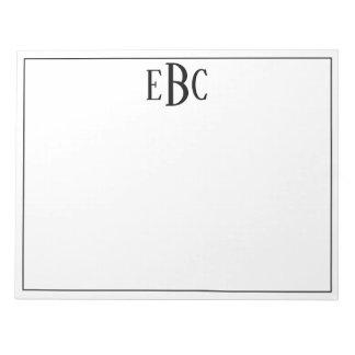 Classic Black en White Modern Monogram Notitieblok