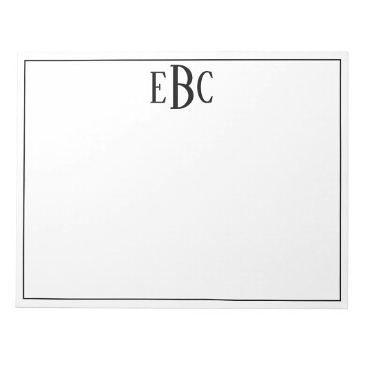 Classic Black en White Modern Monogram Notitieblok (Voorkant)