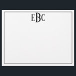 Classic Black en White Modern Monogram Notitieblok Briefhoofd<br><div class="desc">Classic Black en White Modern Monogram Notitieblok</div>